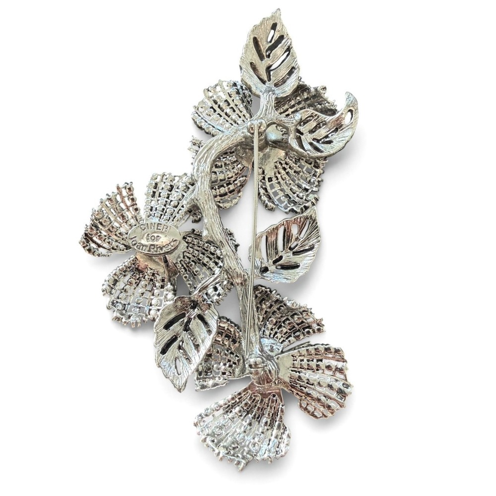 Joan Rivers Ciner Crystal Rhinestone Triple Floral Statement Brooch - Picture 5 of 10